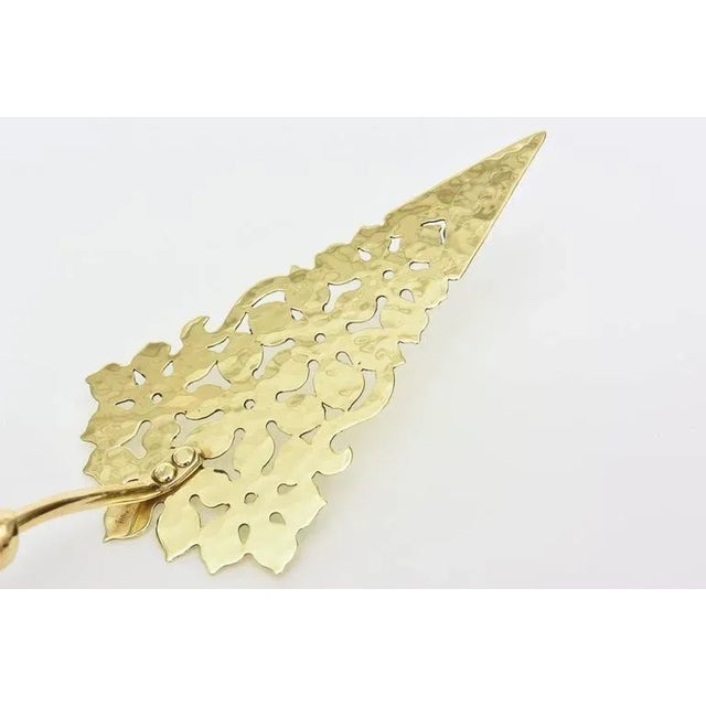 Vintage Brass Hand Wrought Sculptural Serving Pieces Pair of 1980's For Sale - Image 4 of 7