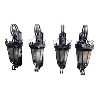 Spanish Style Wrought Iron Sconces - Set of 4 For Sale