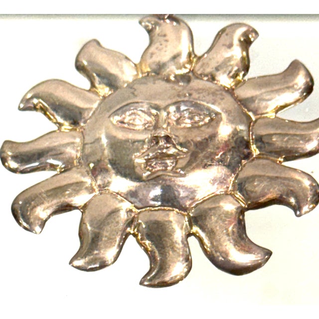 Attributed to Sergio Bustamante, Mexican Sterling Silver Sun Face Pendant, 1990s For Sale In West Palm - Image 6 of 18