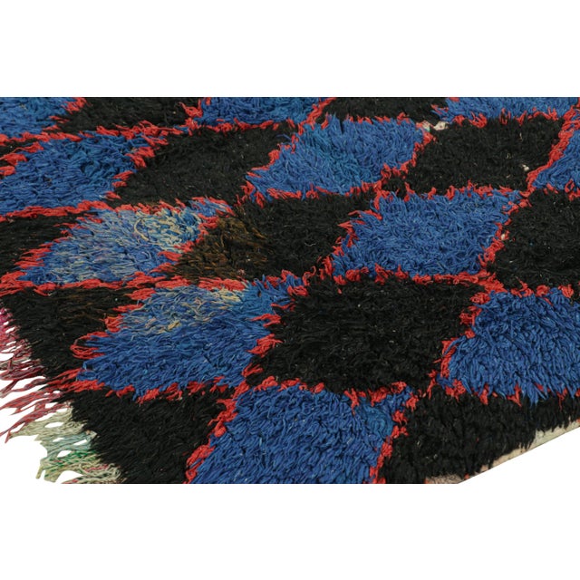 Vintage Moroccan Rug in Black, Blue and Red Diamond Patterns, From Rug & Kilim For Sale In New York - Image 6 of 7