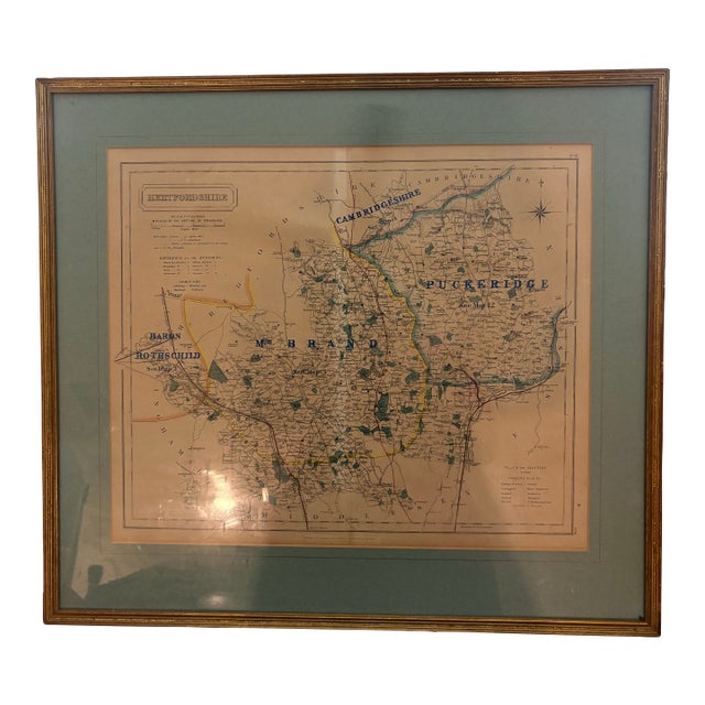 Antique Map of Hertfordshire From Hobson’s Fox-Hunting Atlas For Sale