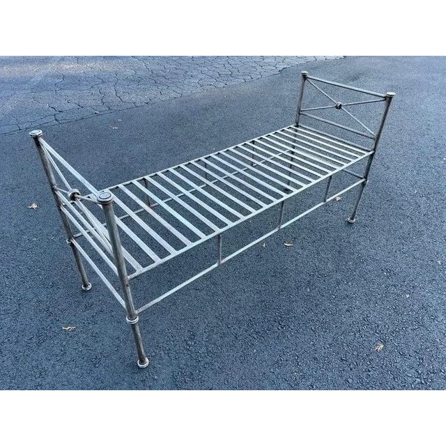 Wrought Iron Bench or Settee in Silver Gray For Sale - Image 12 of 12