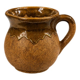 Vintage Mid-Century Mini Studio Pottery – Handmade Brown / Golden Drip Glaze Stoneware For Sale