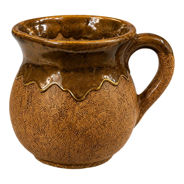 Vintage Mid-Century Mini Studio Pottery – Handmade Brown / Golden Drip Glaze Stoneware For Sale