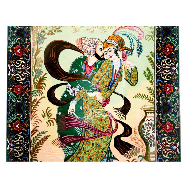 Figurative Vintage Pictorial Tabriz Rug For Sale - Image 3 of 12