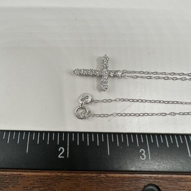 Early 21st Century Diamond Cross Necklace in 14kt White Gold – 0.50ctw, 18in, New For Sale - Image 5 of 5