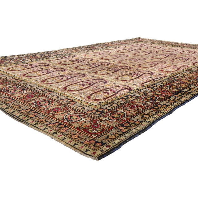 90062 Antique Persian Kerman Rug, 06'06 x 10'09. A Qajar Treasury: Late 19th Century Persian Kerman Masterpiece of Noble...