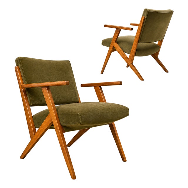 Brazilian Modern Armchair by José Zanine Caldas in Pau Marfim & Dedar Velvet, 1950s For Sale