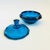 Viking Glass Bluenique Diamond Point Lidded Bowl For Sale - Image 9 of 12