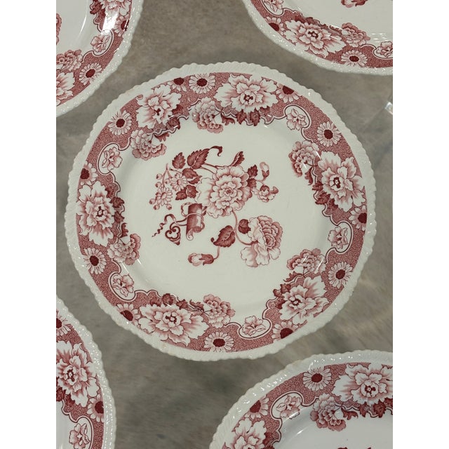 English Chinoiserie Style Red & White Dinner Plates "Cambridge" by Wood & Sons - Set of 6 For Sale - Image 11 of 18
