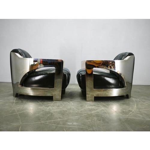 Aviator Lounge Chairs in Leather and Steel from Timothy Oulton, 1990s, Set of 2 For Sale - Image 4 of 13