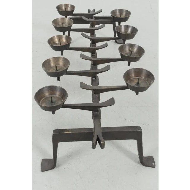 Vintage Brutalistic Golden Rod Chandleholder For Sale - Image 5 of 6