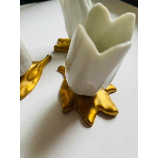 Vintage Italian Porcelain and Gold Match Holders For Sale - Image 4 of 5
