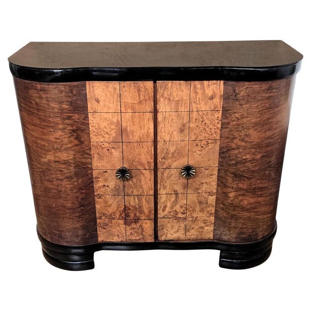 Mid-Century Art Deco Italian Burl Walnut Mosaic Dry Bar Cabinet with Mirror, 1960s For Sale - Image 12 of 12