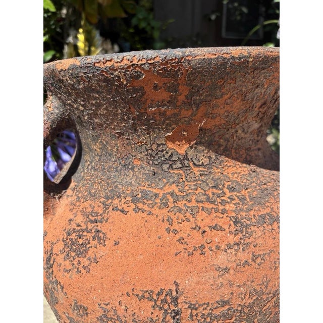 Vintage Mediterranean Terracotta Amphora Urn Planter With Aged Patina For Sale - Image 4 of 11