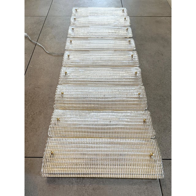 2020s Contemporary Italian Luxury Brass Wall Sconce in Diamanted Murano Glass and Flush Mount For Sale - Image 5 of 7