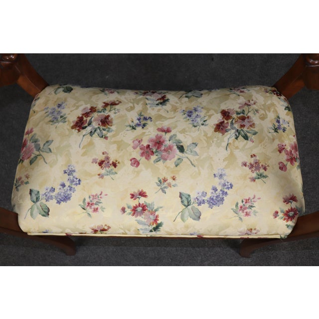 1930s Carved Walnut Italian Biedermeier Style Carved Bench C. 1930's For Sale - Image 5 of 9