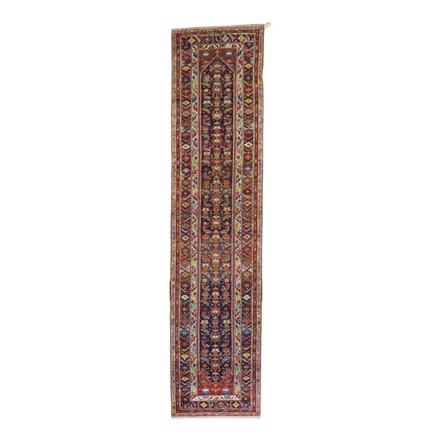 Traditional Navy 20th Century Persian Runner - 3'4" x 15'4" For Sale