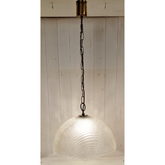 Vintage Ceiling Lamp with Ribbed Ice Glass Shade from Sische-Leuchten, 1982 For Sale - Image 9 of 9