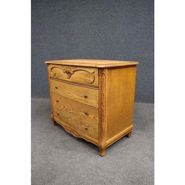 Oakwood Interiors Solid Oak Carved French Country 4-Drawer Dresser With Cedar-Lined Oak Drawers For Sale - Image 13 of 14