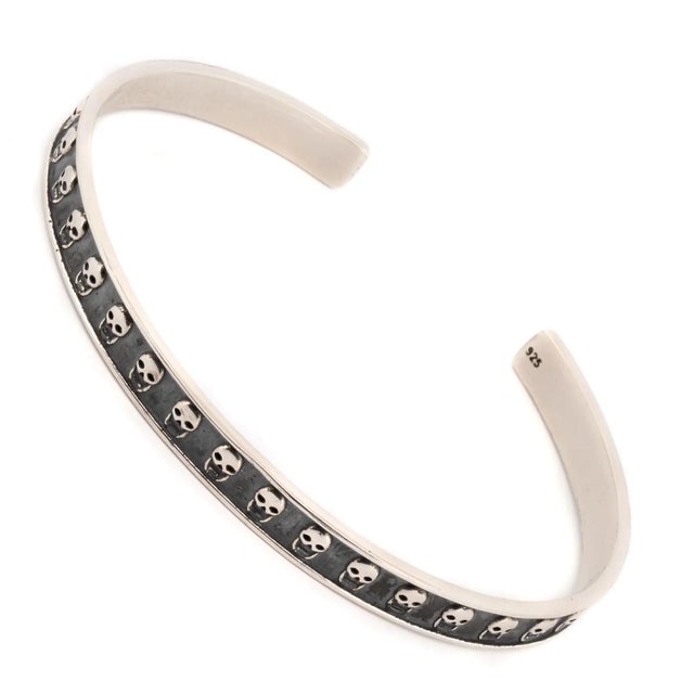 Early 21st Century Sterling Silver Skull Symbol Cuff Bracelet For Sale - Image 5 of 7