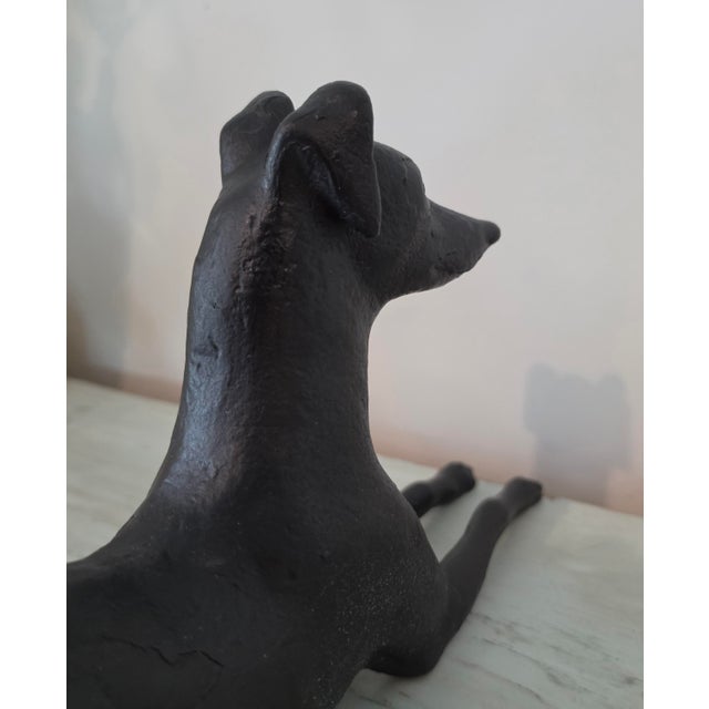 Antique Cast Iron Resting Whippet Greyhound Hearth Statue For Sale - Image 9 of 17
