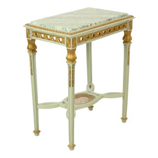 Antique Louis XVI Gilded Console Side Table in Green Marble, 1890s For Sale