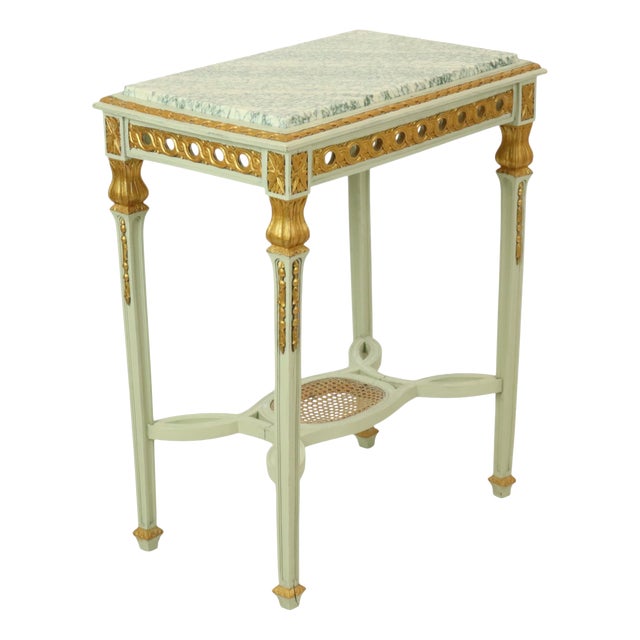 Antique Louis XVI Gilded Console Side Table in Green Marble, 1890s For Sale