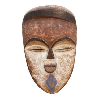 Charming Carved & Painted Kwele Mask For Sale