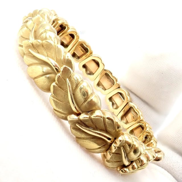 Gold Vintage! Tiffany & Co Leaf Yellow Gold Link Bracelet 2002 For Sale - Image 8 of 15