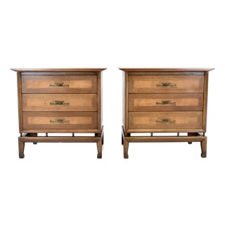 Mid-Century Modern Walnut Burl Nightstands by White Furniture, Usa For Sale