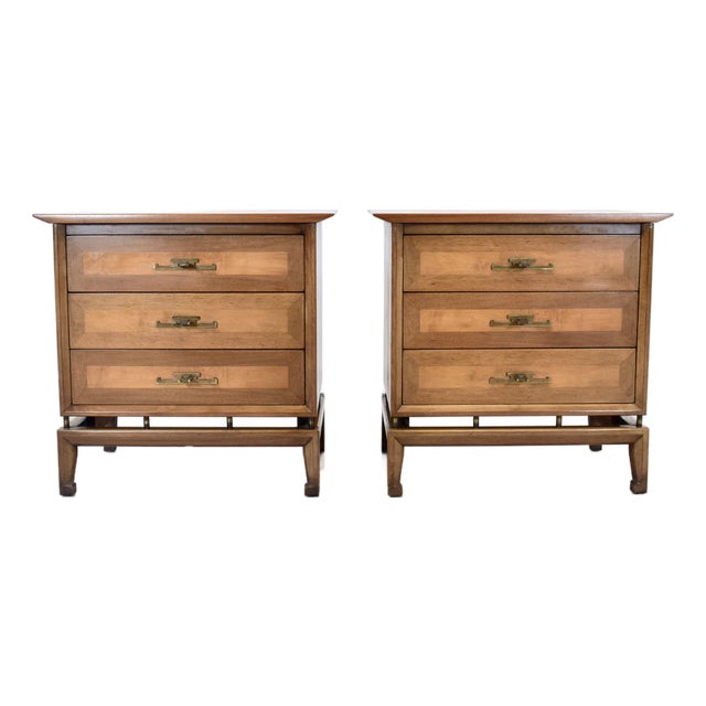 Mid-Century Modern Walnut Burl Nightstands by White Furniture, Usa For Sale