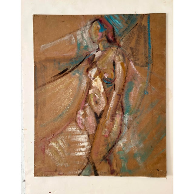 Portraiture Stunning Nude Women Figure Oil Painting on Canvas Mounted on Board. For Sale - Image 3 of 3