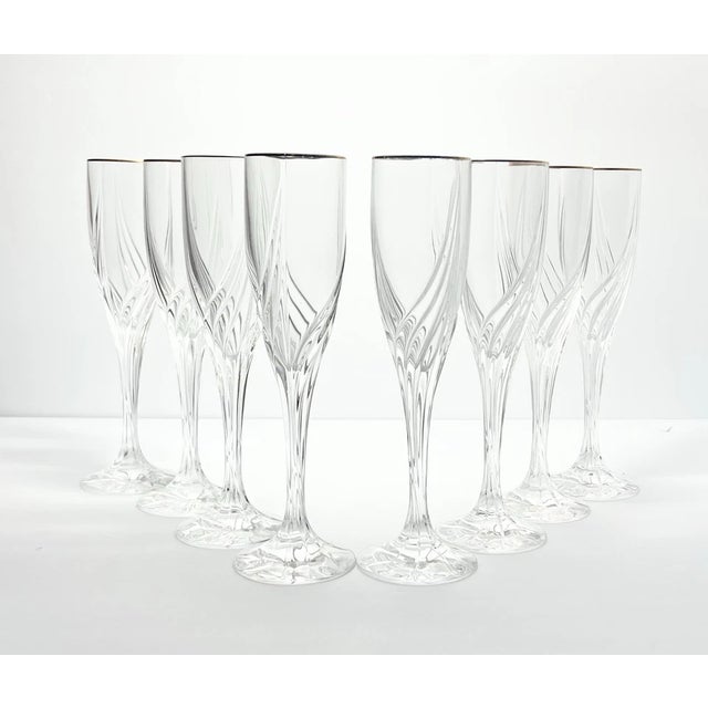 Lenox “Debut (Gold)” Set of 8 Crystal Fluted Champagne Glasses 9” 6oz Signed Excellent condition. No chips, cracks,...