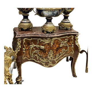 Burlwood Splendor – French Rococo Commode With Marble Crown, Gilded Bronze Ornaments & Two Elegant Drawers For Sale