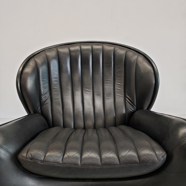 Space Age Armchair in Leather and Fiberglass Model Lotus Andrè Vandenbeuk for Strassle, 1960s For Sale - Image 14 of 18