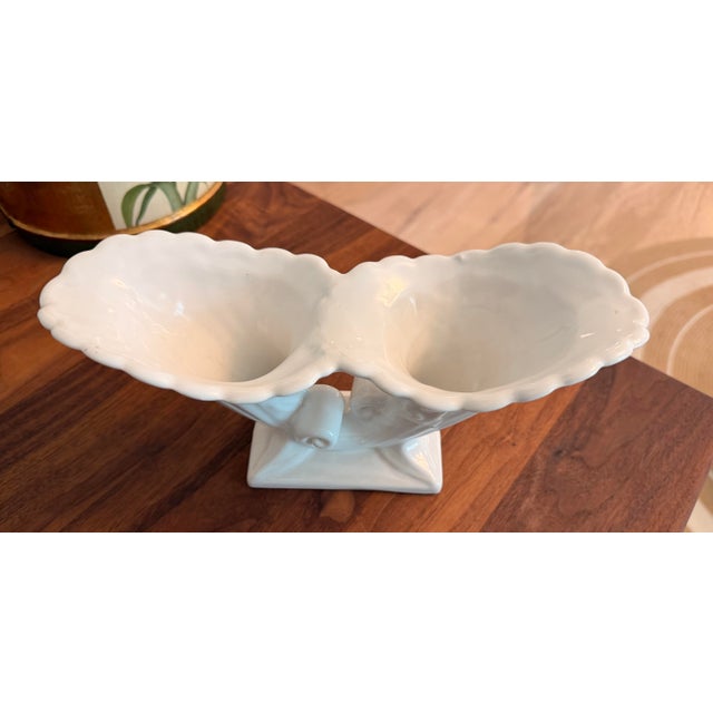 Ceramic Vintage Abingdon Pottery Double Cornucopia Console Vase, Circa 1934–1950 For Sale - Image 7 of 10