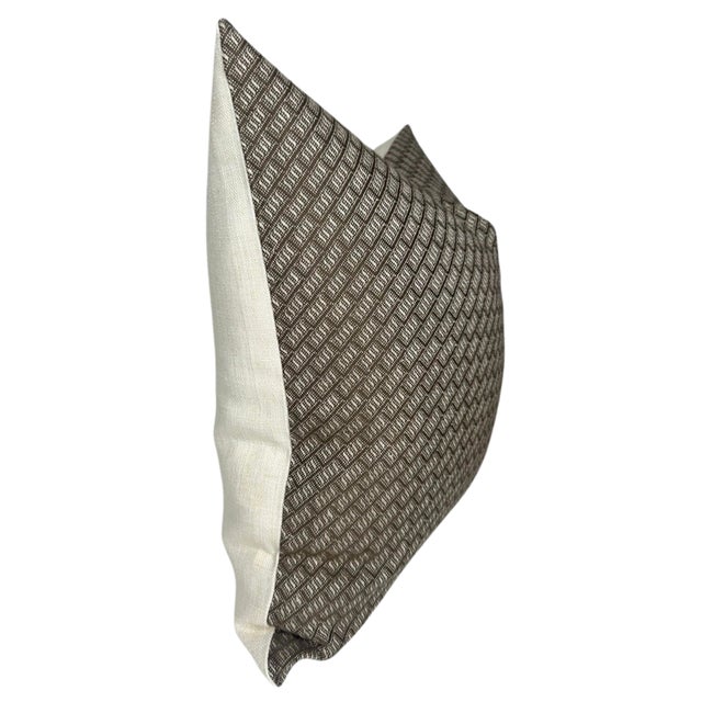 ⭐️ Ships Within 2 Days On the Front: Designer Woven Fabric On the Back: Ivory Linen Fabric All pillow covers are sewn...