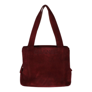 Vintage Red Suede Logo Small Tote
