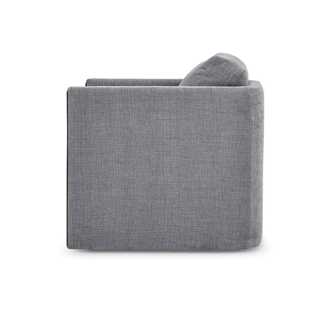 2020s Mid-Century Minimalist Swivel Chair in Gray Upholstery For Sale - Image 5 of 7