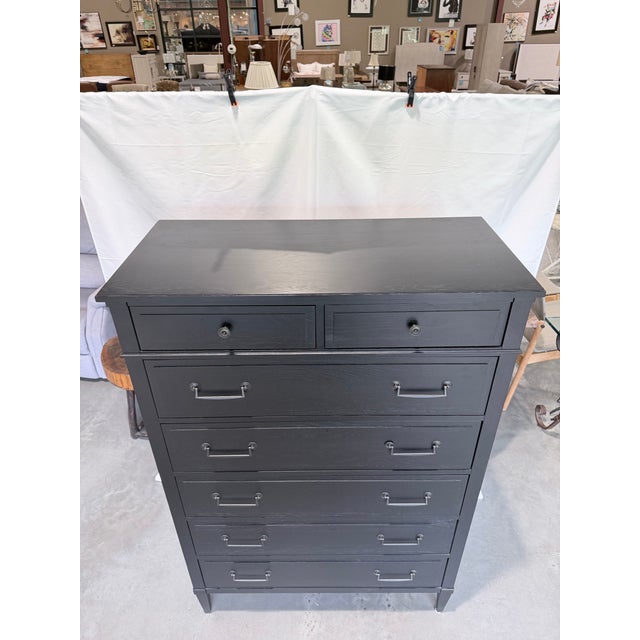 Farmhouse Ethan Allen Black Seven Drawer Tall Chest For Sale - Image 3 of 12