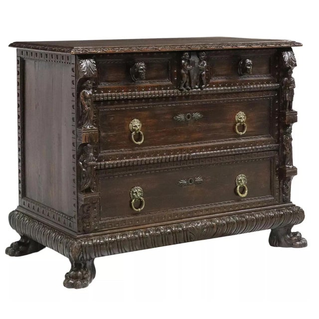 Gorgeous 19th C. Antique Italian Renaissance Revival, Figural, Drawers, Carved Commode!! Antique Commode, Italian...