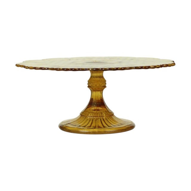 Art Deco Amber Cake Stand in Pressed Glass, 1930s For Sale - Image 10 of 14