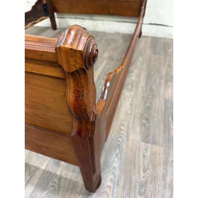 Antique Full Size Late Victorian Carved Walnut Bed For Sale - Image 16 of 18