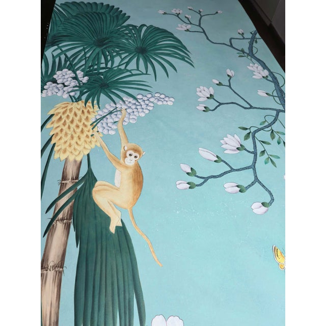 Chinoiserie Hand-Painted Chinoiserie Tropical Garden Mural on Edo Xuan Paper – 7 Panels For Sale - Image 3 of 10