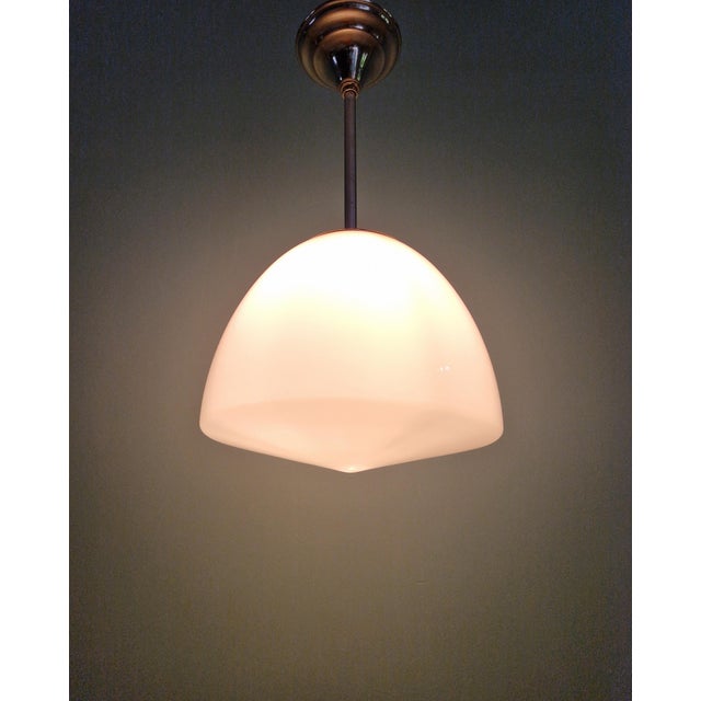 Bauhaus Pendant Light in White Opaline Glass and Chromed Metal from Philips, 1930 For Sale - Image 10 of 11