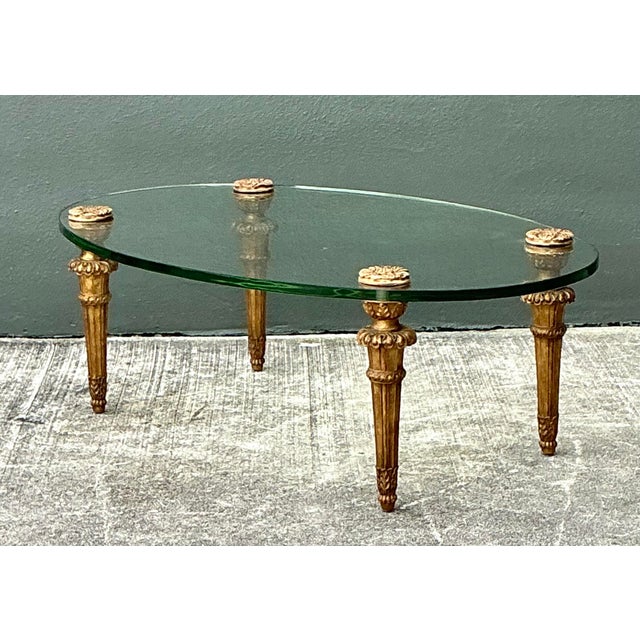 Vintage MCM Gilt Wood Coffee Table After Maison Jansen For Sale - Image 11 of 12