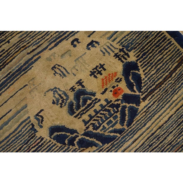 1920s Navy Stripe Medallion Antique Chinese Peking Rug 2' 7''x4' 8'' Knotted Wool Carpet For Sale In New York - Image 6 of 9