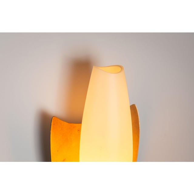 Vintage Wall Lamps with Brass Shields and Glass Shades, 1960s, Set of 2 For Sale - Image 10 of 13