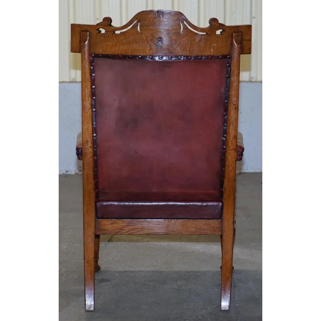 English Estate Oxblood Leather Throne Armchair, 1840s For Sale - Image 15 of 18